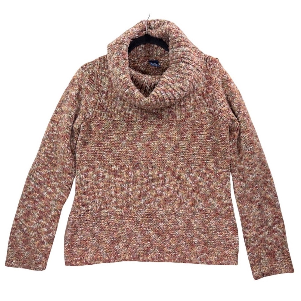 Womens Medium High Sierra Sweater Wool Blend Cowl Neck Space Dye Chunky Knit